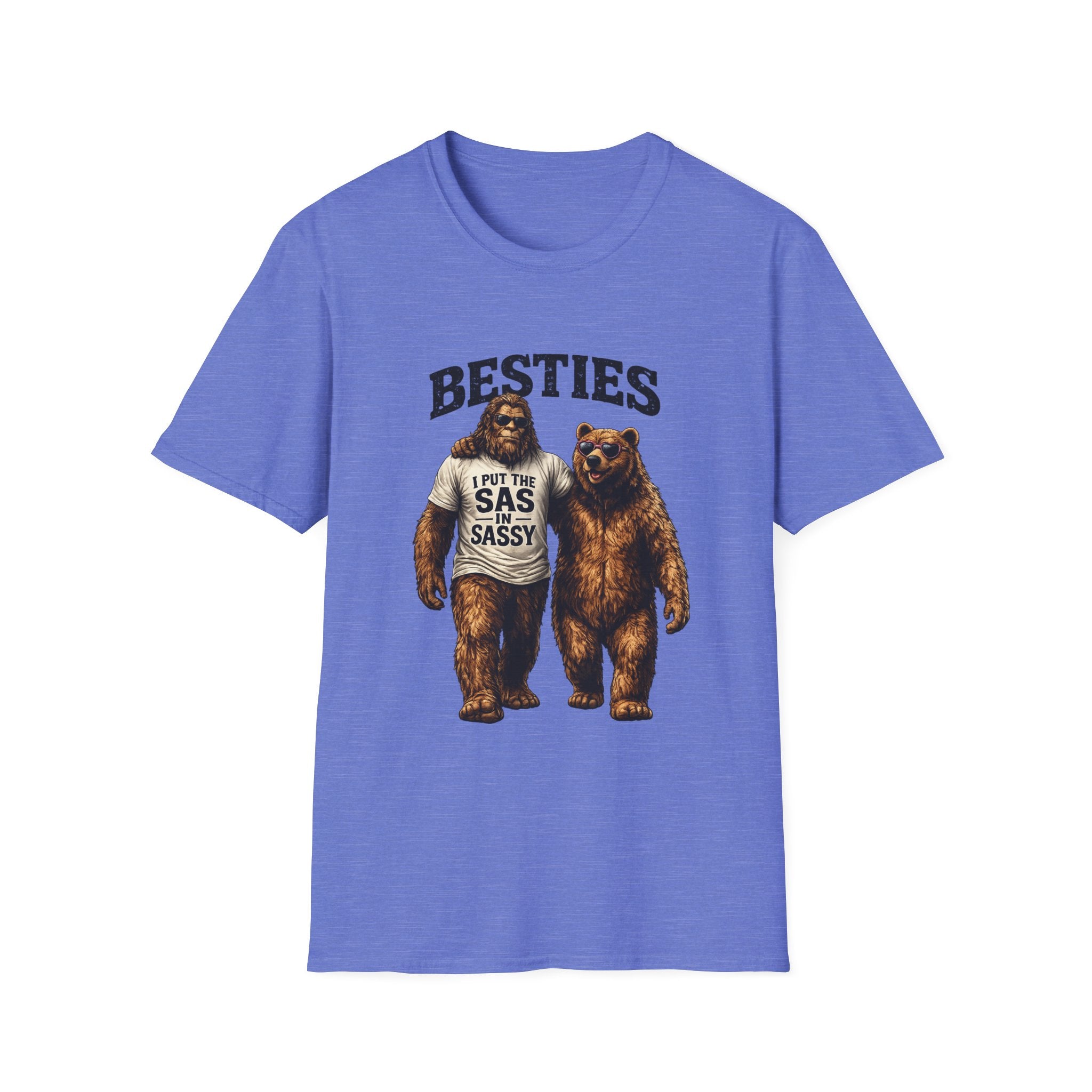 Bigfoot and Bear Besties T-Shirt | Funny Sasquatch Bear Friendship