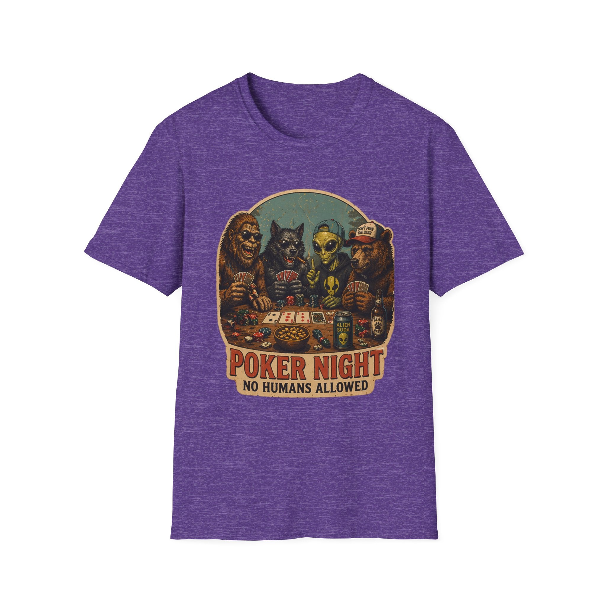 Poker Night - No Humans Allowed - Bigfoot and friends T-Shirt