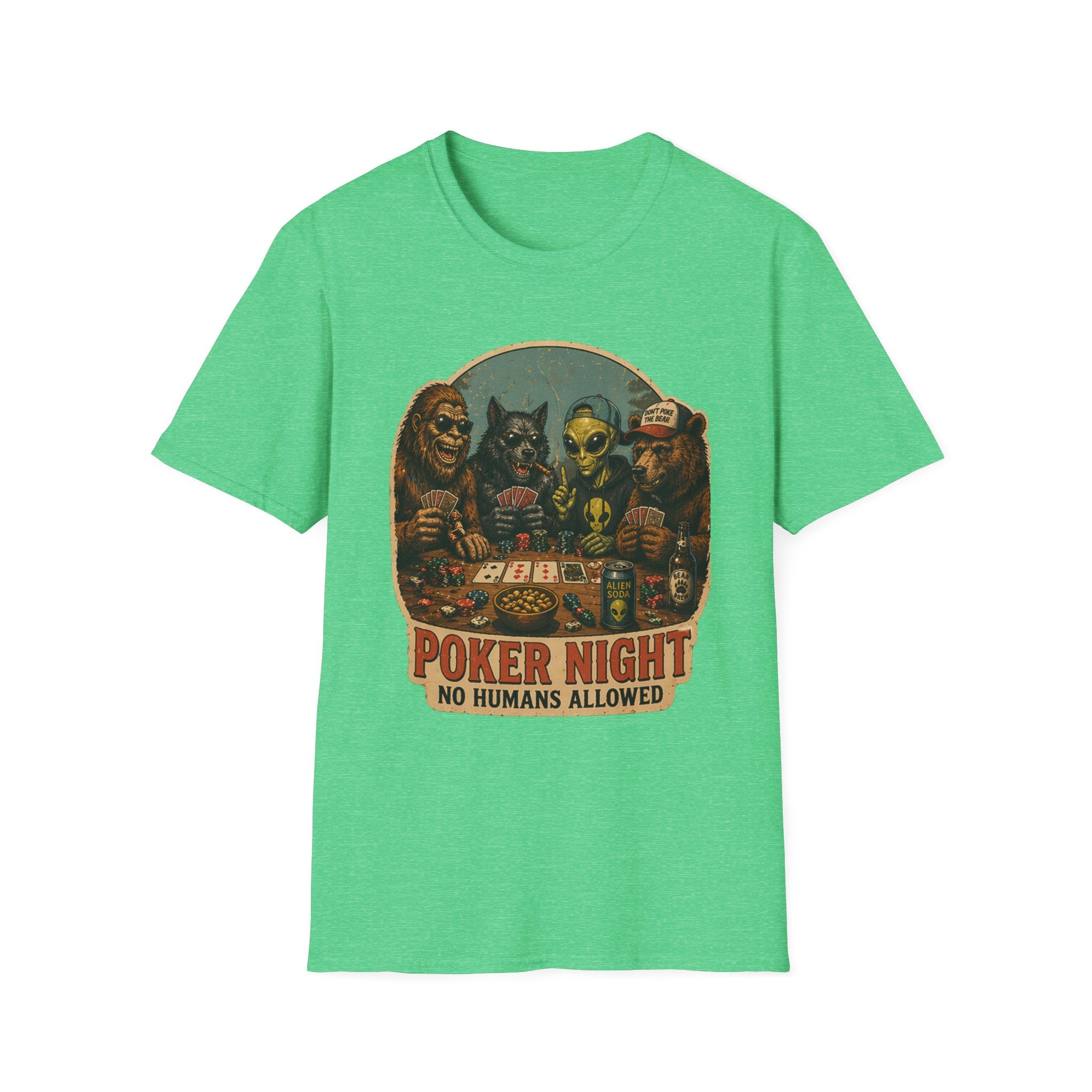 Poker Night - No Humans Allowed - Bigfoot and friends T-Shirt