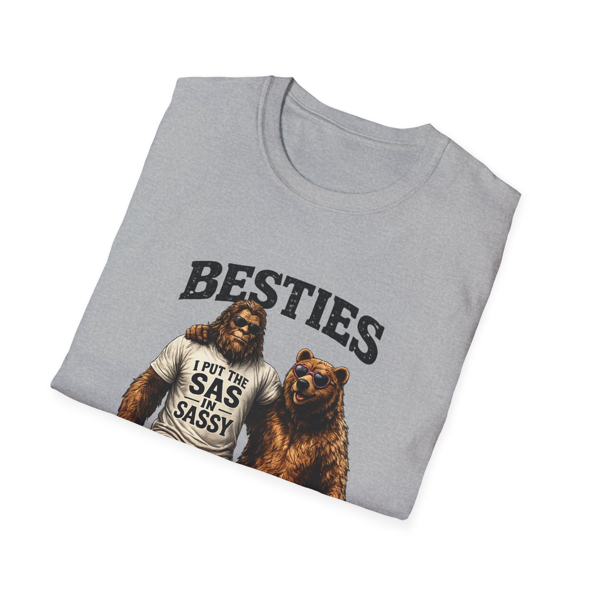 Bigfoot and Bear Besties T-Shirt | Funny Sasquatch Bear Friendship