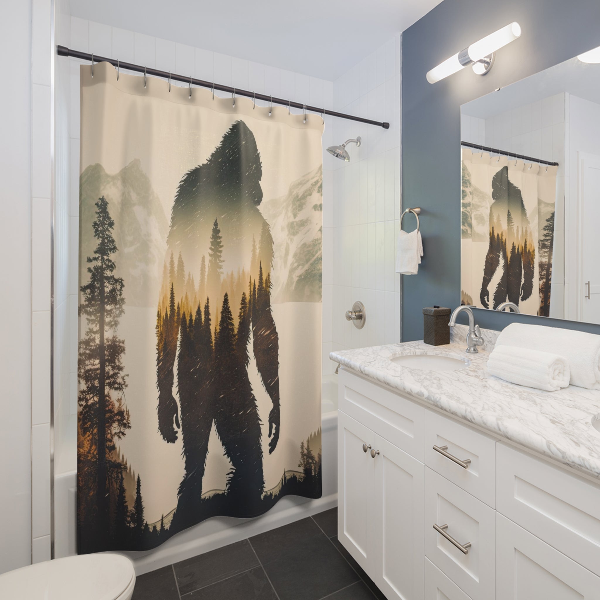 Bigfoot, Sasquatch, bigfoot Shower Curtains,  71"X74"