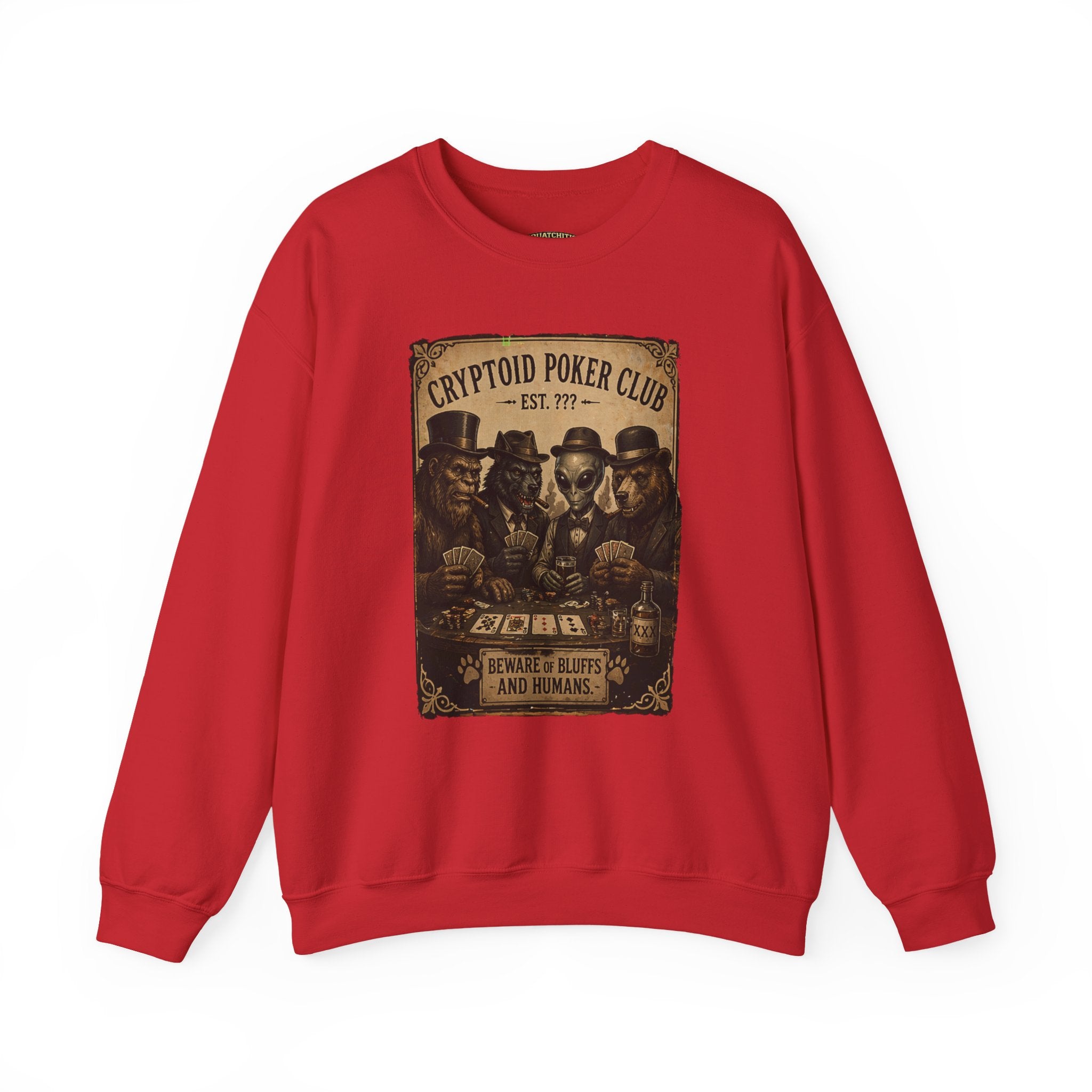Squatchitis  Bigfoot poker Gang Crewneck Sweatshirt