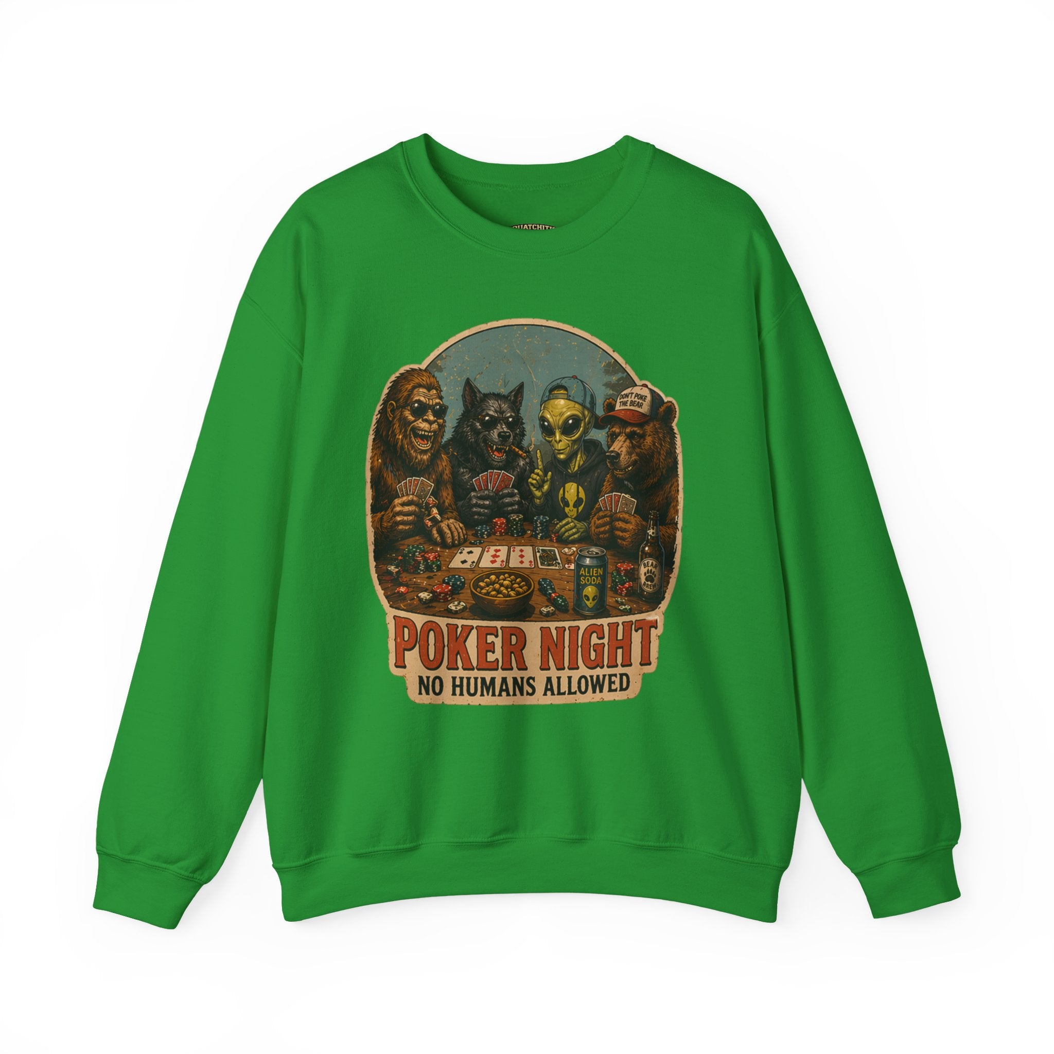 Squatchitis  Bigfoot poker Gang Crewneck Sweatshirt