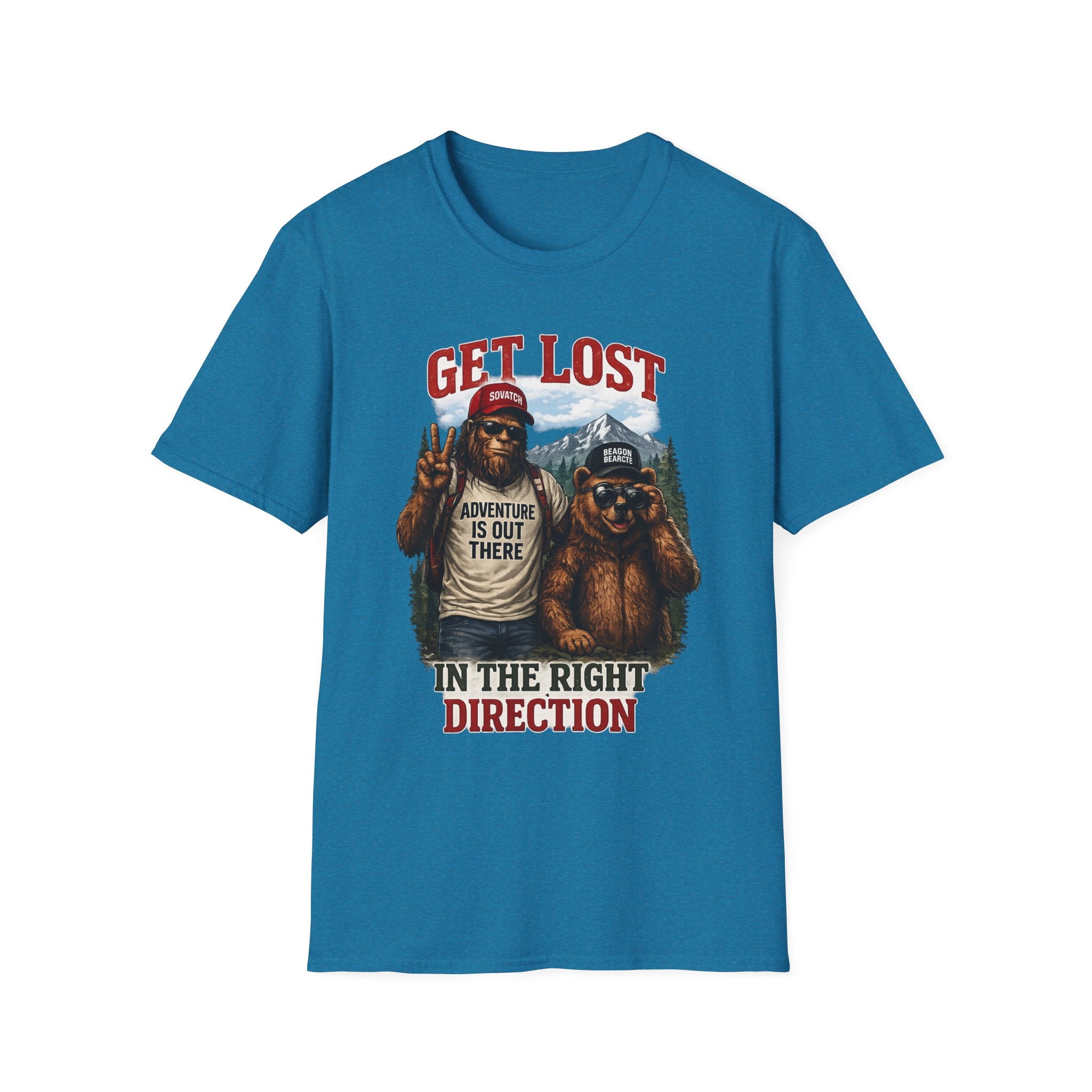 Lost in the Right Direction Bigfoot with Bear Buddy T-Shirt