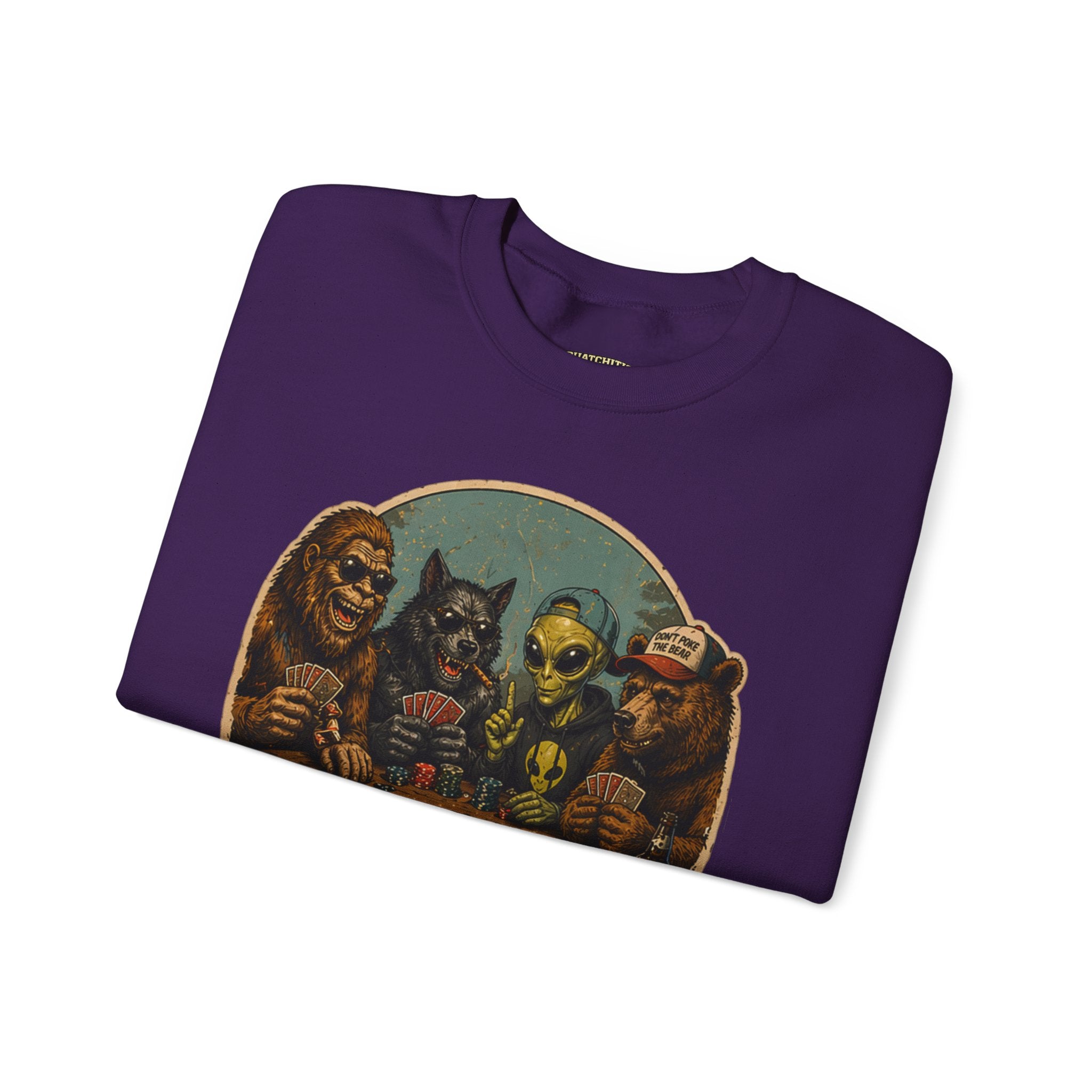 Squatchitis  Bigfoot poker Gang Crewneck Sweatshirt