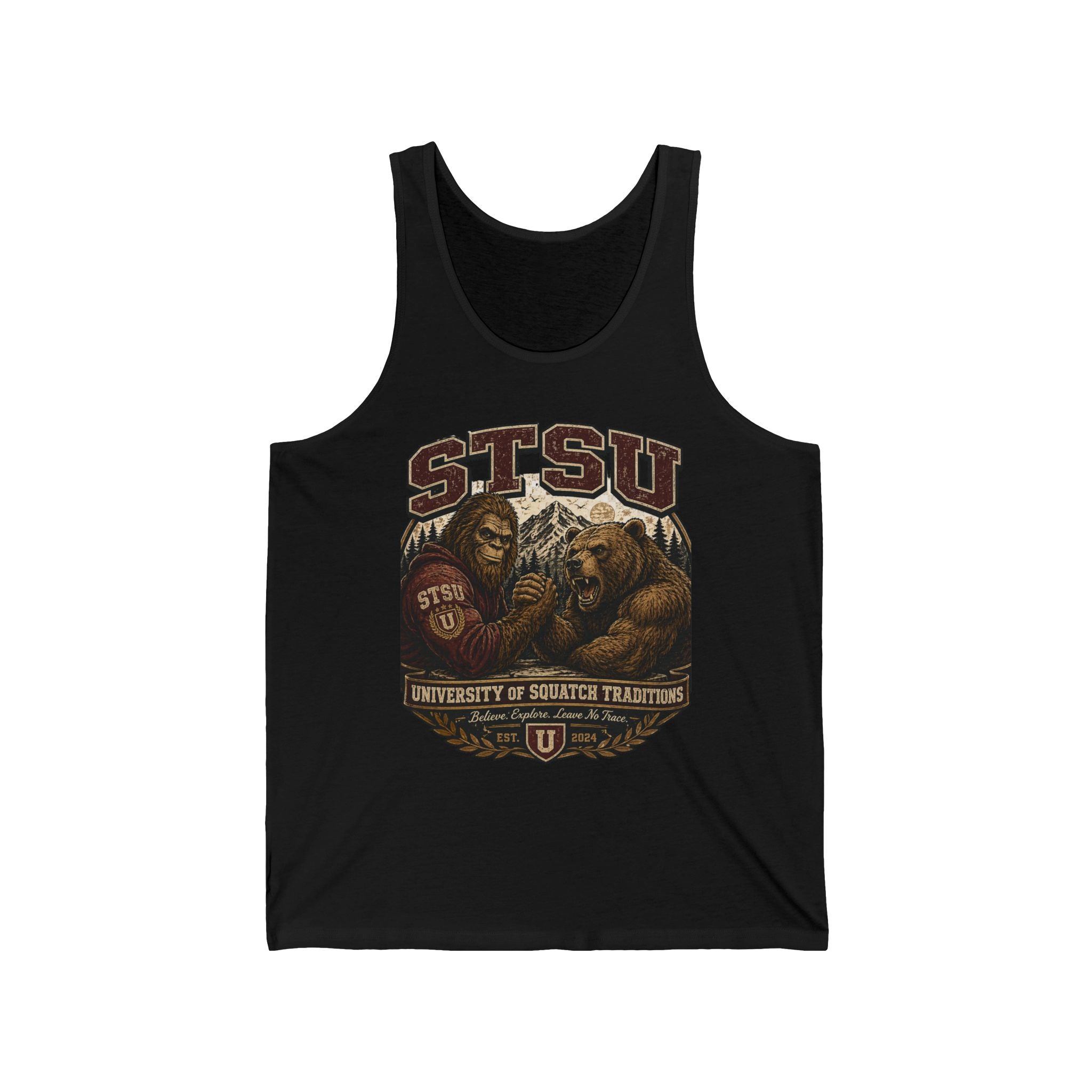 STSU Squatchitis & Bear Tank Top | Sasquatch Bigfoot Forest Humor