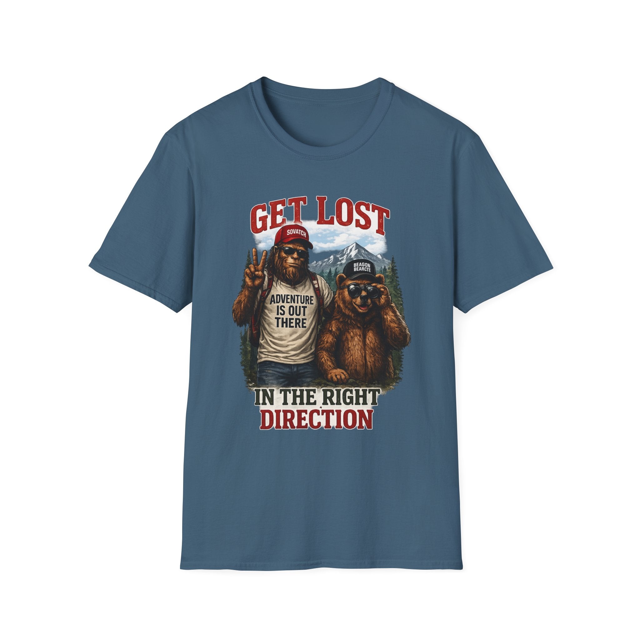 Lost in the Right Direction Bigfoot with Bear Buddy T-Shirt