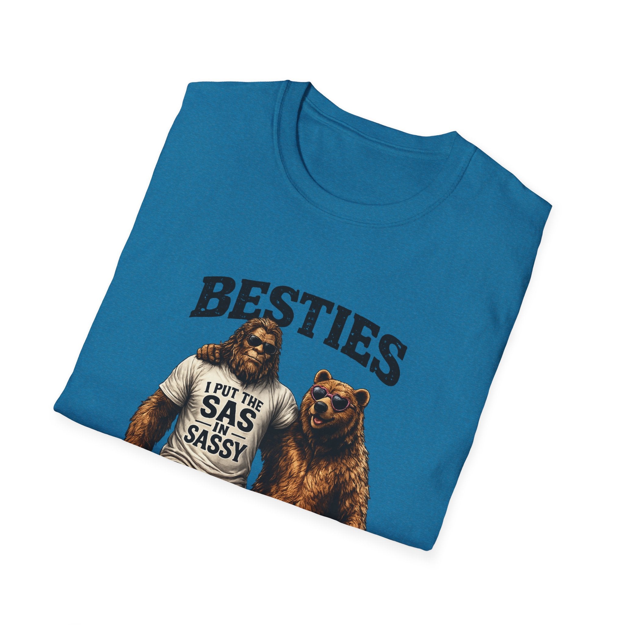 Bigfoot and Bear Besties T-Shirt | Funny Sasquatch Bear Friendship