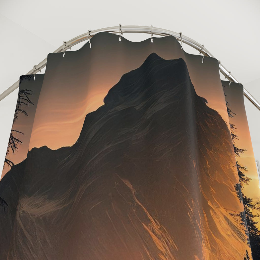 Bigfoot and wolf Sunset Shower Curtain