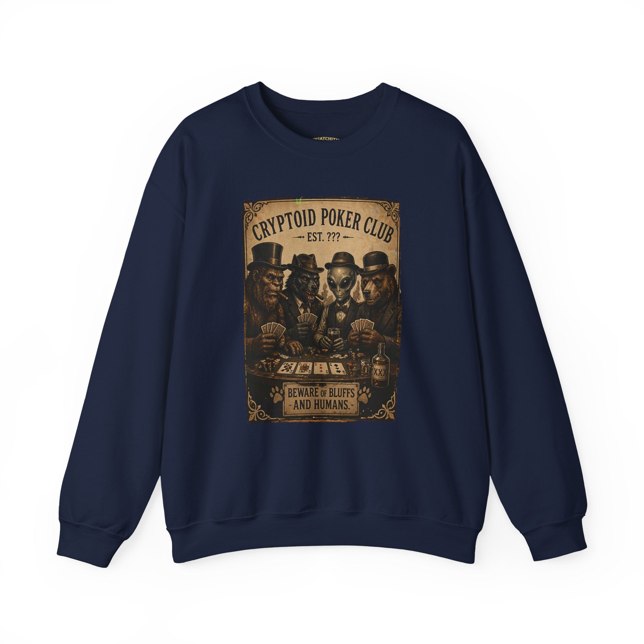 Squatchitis  Bigfoot poker Gang Crewneck Sweatshirt