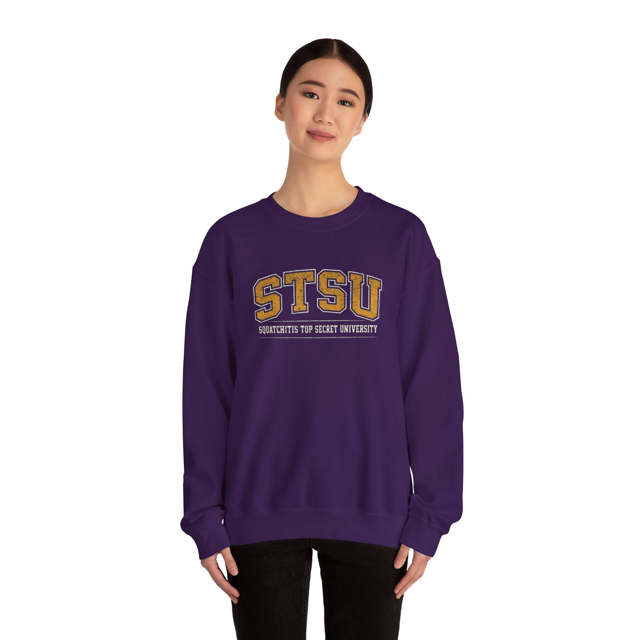 STSU Squatchitis Top Secret University Bigfoot Crewneck Sweatshirt