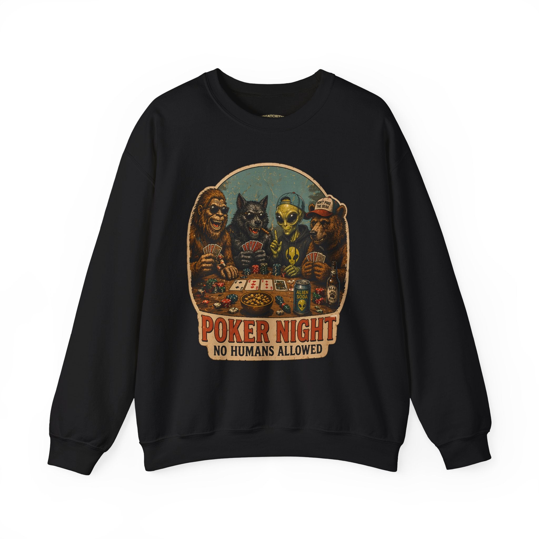 Squatchitis  Bigfoot poker Gang Crewneck Sweatshirt