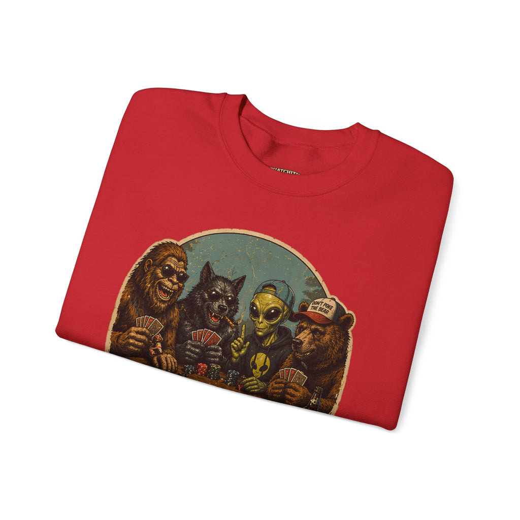 Squatchitis  Bigfoot poker Gang Crewneck Sweatshirt