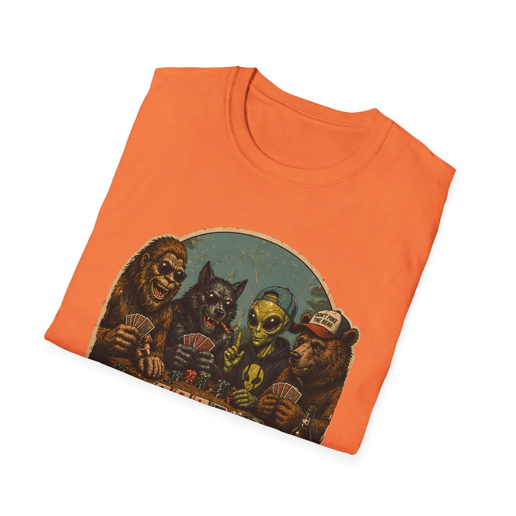 Poker Night - No Humans Allowed - Bigfoot and friends T-Shirt