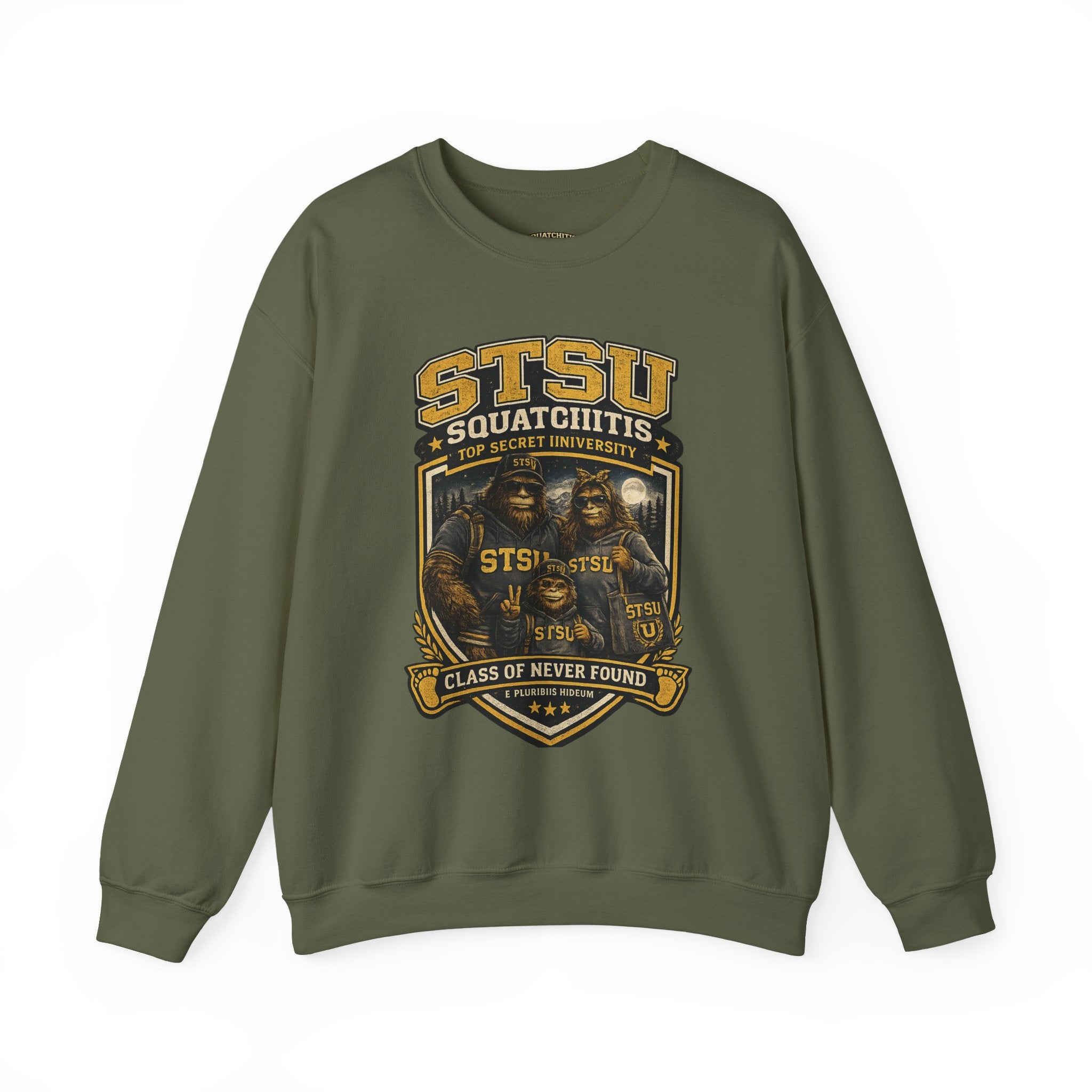 Squatchitis Top Secret University Bigfoot family Crewneck Sweatshirt