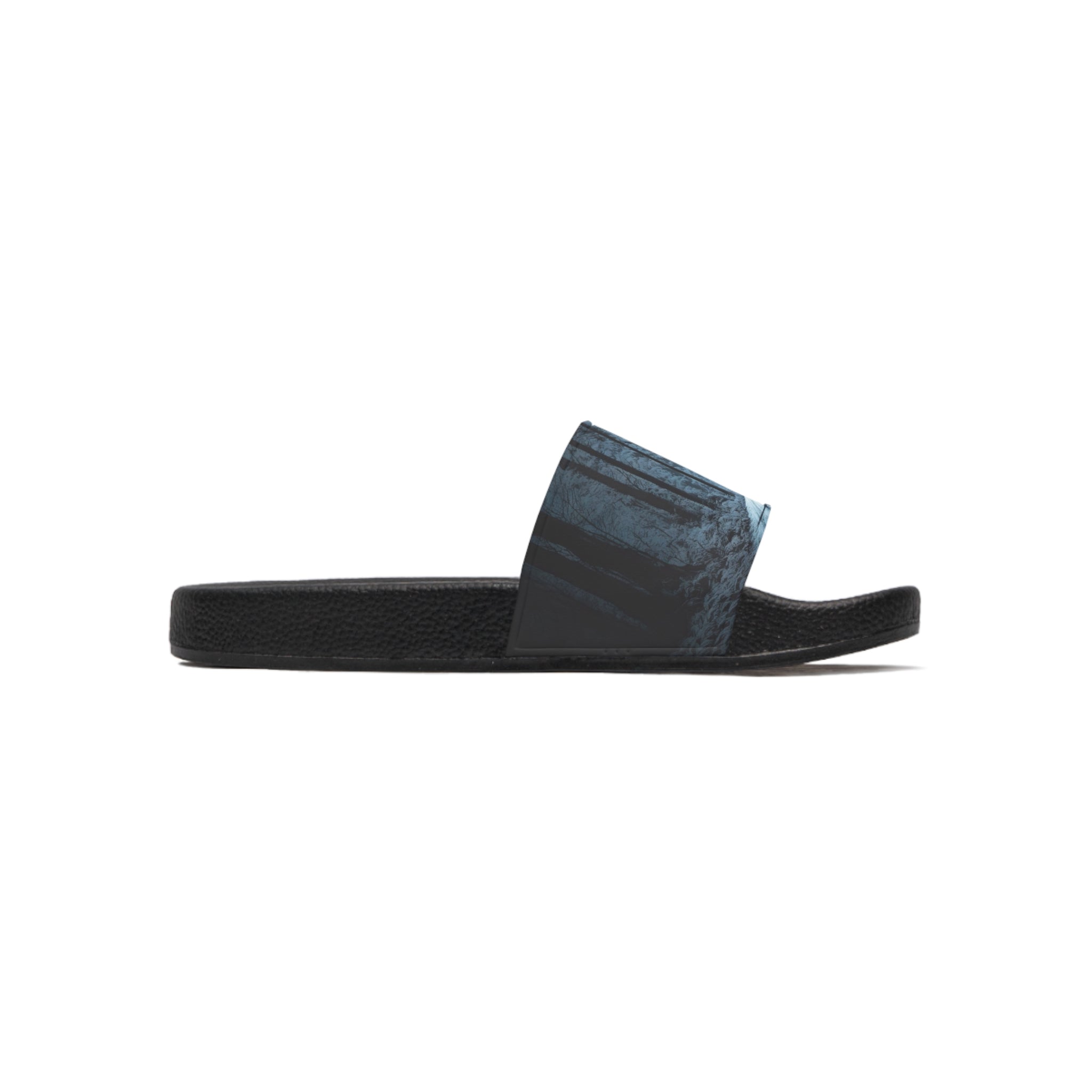 Bigfoot Moonlight Walk Men's Slide Sandals | Sasquatch Woodland Silhouette