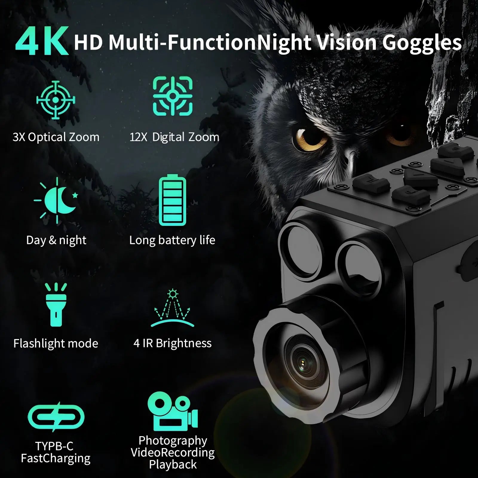 Squatch Compact 3X Optical & 12X Digital Magnification Night Vision Device